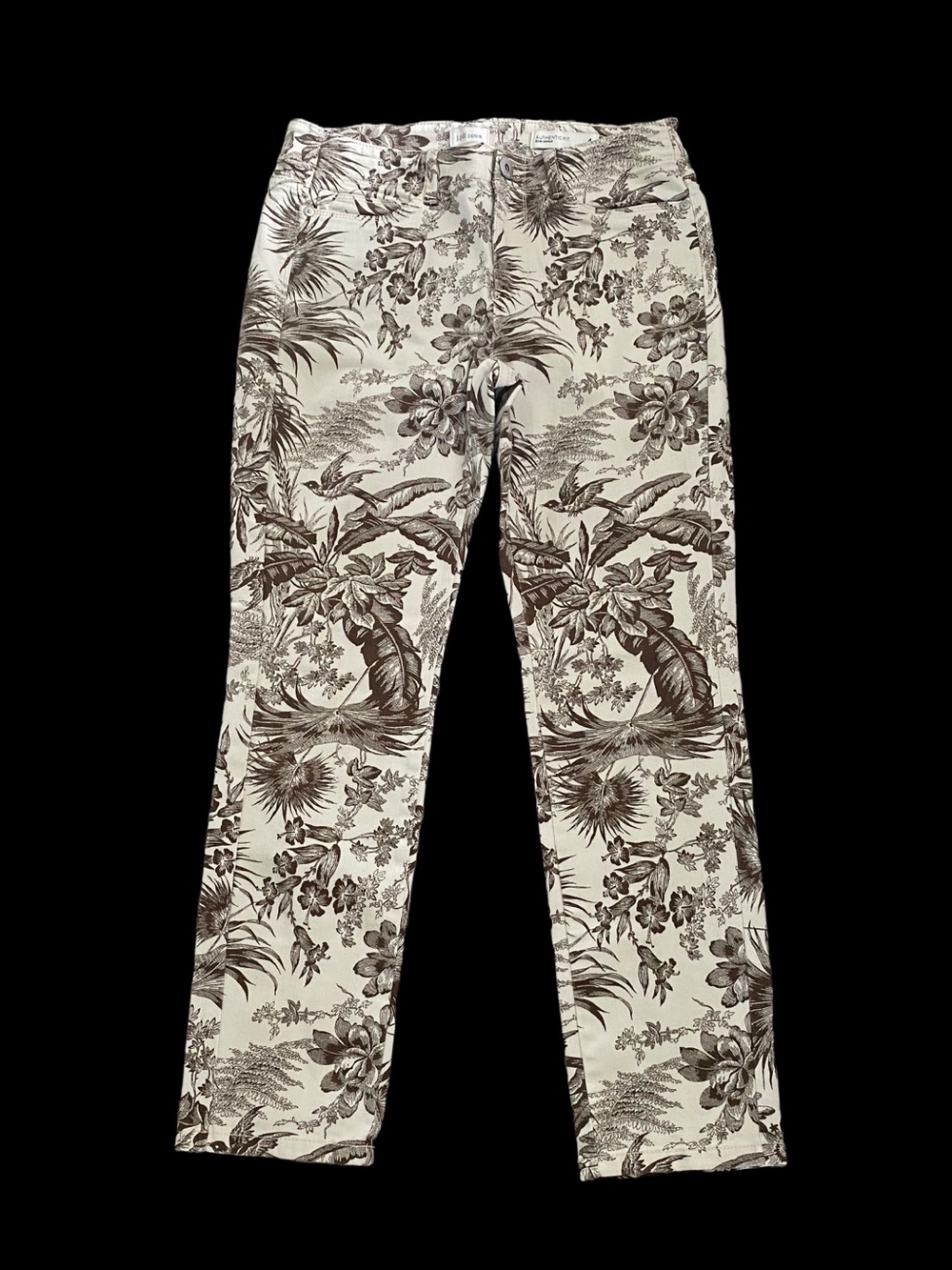 J. Jill Brown and Cream Toile Floral Ankle Jeans Size 4